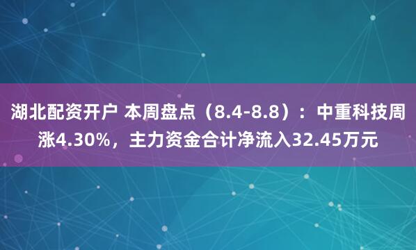 湖北配资开户 本周盘点（8.4-8.8）：中重科技周涨4.30%，主力资金合计净流入32.45万元